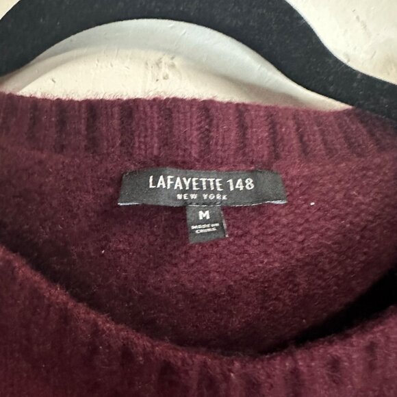 Lafayette 148 New York Maroon Cashmere Cable Knit Sweater Womens Size Medium - Picture 3 of 10